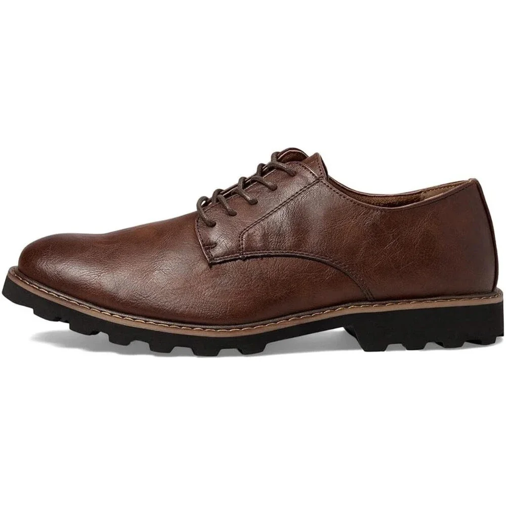 Deer Stags Benjamin Oxford Men's 9 Brown Leather Plain Toe Dress Shoes RHS9383